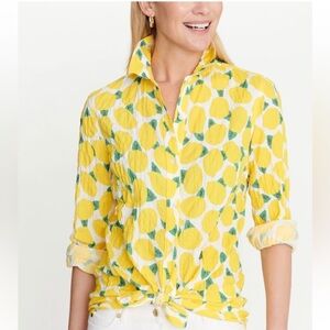 FINAL PRICE  J McLaughlin Lemon Print Lois Shirt Ladies Medium